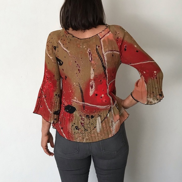 Jaipur Brand Crinkle Fabric 2/3 Sleeve Colorful Blouse - Picture 3 of 14